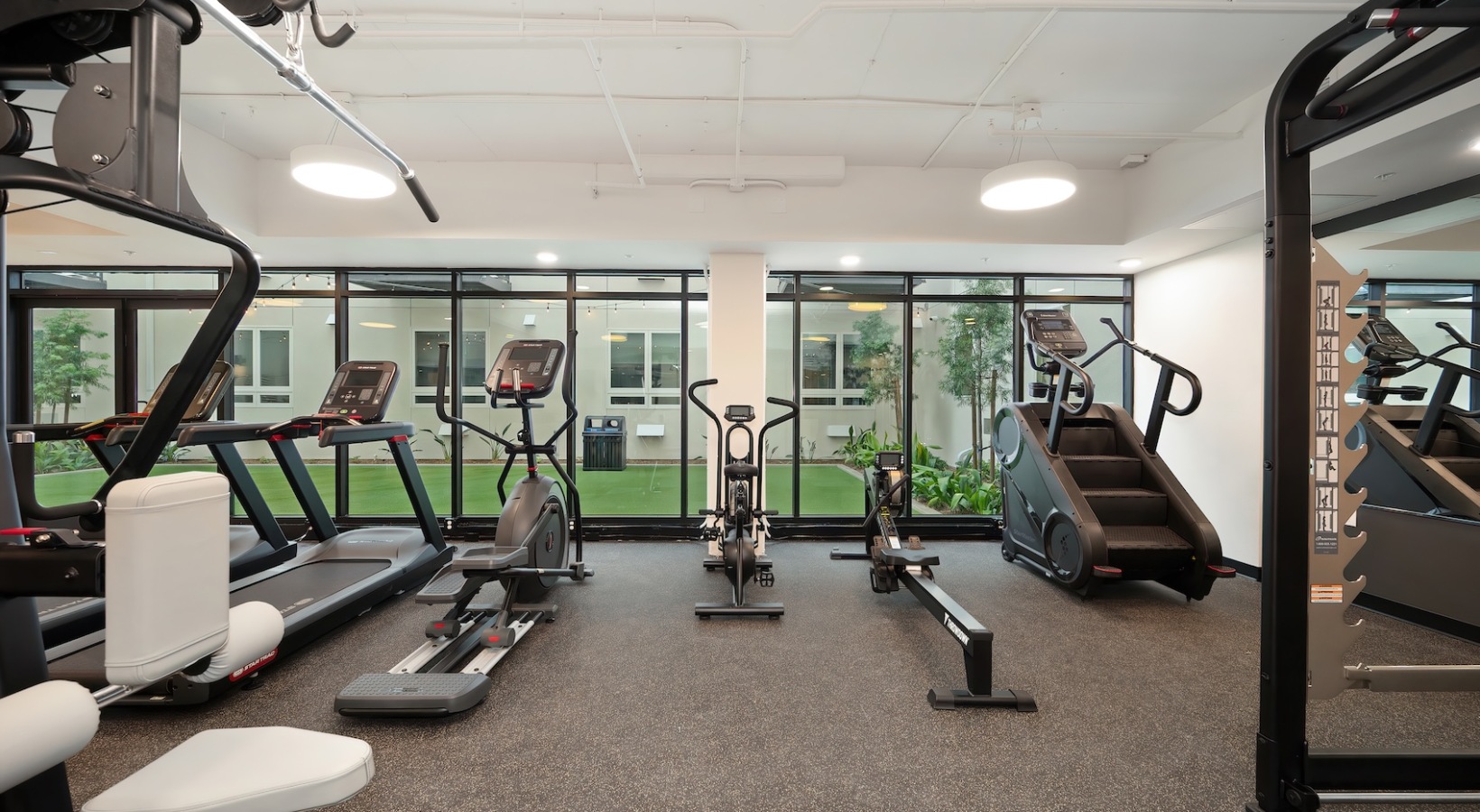 Get your workout on Open and well-lit fitness center